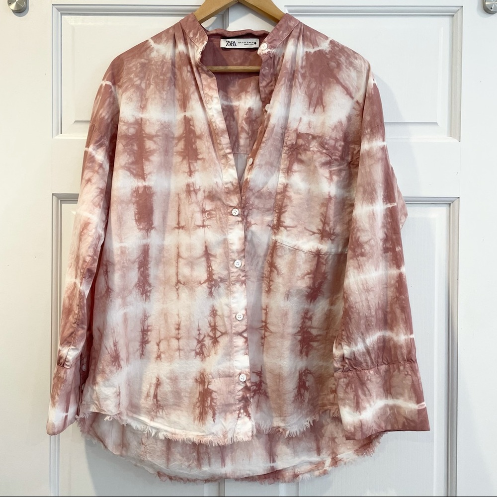 Zara Tie Dye Patch Pocket Long Sleeve